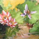Chinese style Hand painted oil painting on canvas"lotus"60x120CM(23.6"x47.2")Unframed-52