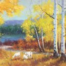 Nordic style Hand painted oil painting on canvas"forest"70x180CM(27.6"x70.9")Unframed-45