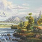 American style Hand painted oil painting on canvas"Creek"70x180CM(27.6"x70.9")Unframed-157