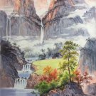 Hand painted oil painting on canvas"Mountains and rivers unlimited"80x130CM(33"x50")Unframed-16