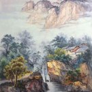 Hand painted oil painting on canvas"Mountains and rivers unlimited"80x130CM(33"x50")Unframed-18