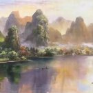 American style Hand painted oil painting on canvas"Creek"70x180CM(27.6"x70.9")Unframed-166