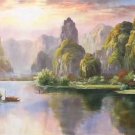 American style Hand painted oil painting on canvas"Creek"70x180CM(27.6"x70.9")Unframed-167