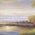 American style Hand painted oil painting on canvas"Creek"70x180CM(27.6"x70.9")Unframed-174