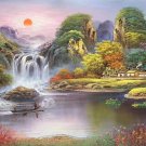 Hand painted oil painting on canvas"Creek"80x180CM(33"x72")Unframed-177