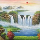 Hand painted oil painting on canvas"Creek"60x120CM(23.6"x47.2")Unframed-179