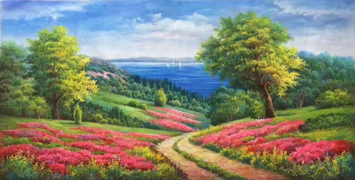 Hand painted oil painting on canvas"Creek"60x120CM(23.6"x47.2")Unframed-180