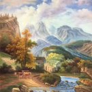 Hand painted oil painting on canvas"Image of the countryside"50x60CM(19.7"x23.6")Unframed-68