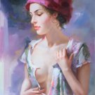Chinese style Hand painted oil painting on canvas"Sexy Girl"60x90CM(23.6"x35.4")Unframed-17