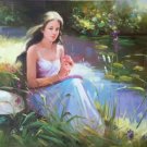 Chinese style Hand painted oil painting on canvas"Sexy Girl"60x90CM(23.6"x35.4")Unframed-18