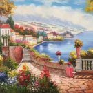 Mediterranean Hand painted oil painting on canvas"Sea view Villa"60x90CM(23.6"x35.4")Unframed-67