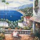 Mediterranean style Hand painted oil painting on canvas"Sea view Villa"90x120CM(36"x48")Unframed-72