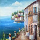 Mediterranean style Hand painted oil painting on canvas"Sea view Villa"90x120CM(36"x48")Unframed-74