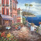 Mediterranean style Hand painted oil painting on canvas"Sea view Villa"90x120CM(36"x48")Unframed-75