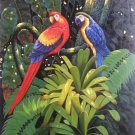 Hand painted oil painting on canvas"Colorful parrot"50x100CM(19.7"x39.4")Unframed-02