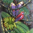 Hand painted oil painting on canvas"Colorful parrot"50x100CM(19.7"x39.4")Unframed-03