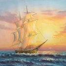 Simple modern Hand painted oil painting on canvas"Adventure sailboat"50x60CM(19.7"x23.6")Unframed-33