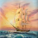 Simple modern Hand painted oil painting on canvas"Adventure sailboat"50x60CM(19.7"x23.6")Unframed-34