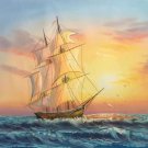Simple modern Hand painted oil painting on canvas"Adventure sailboat"50x60CM(19.7"x23.6")Unframed-35