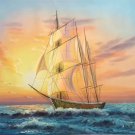 Simple modern Hand painted oil painting on canvas"Adventure sailboat"50x60CM(19.7"x23.6")Unframed-36