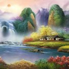 American style Hand painted oil painting on canvas"Creek"70x180CM(27.6"x70.9")Unframed-207