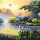 American style Hand painted oil painting on canvas"Creek"70x180CM(27.6"x70.9")Unframed-209