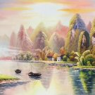 Hand painted oil painting on canvas"Creek"60x120CM(23.6"x47.2")Unframed-215 Hand painted oil painting on canvas"Creek"60x120CM(23.6"x47.2")Unframed-215