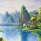 Hand painted oil painting on canvas"Creek"50x150CM(20"x60")Unframed-227