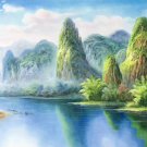 Hand painted oil painting on canvas"Creek"50x150CM(20"x60")Unframed-230