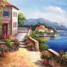 Hand painted oil painting on canvas"Sea view Villa"60x120CM(23.6"x47.2")Unframed-78