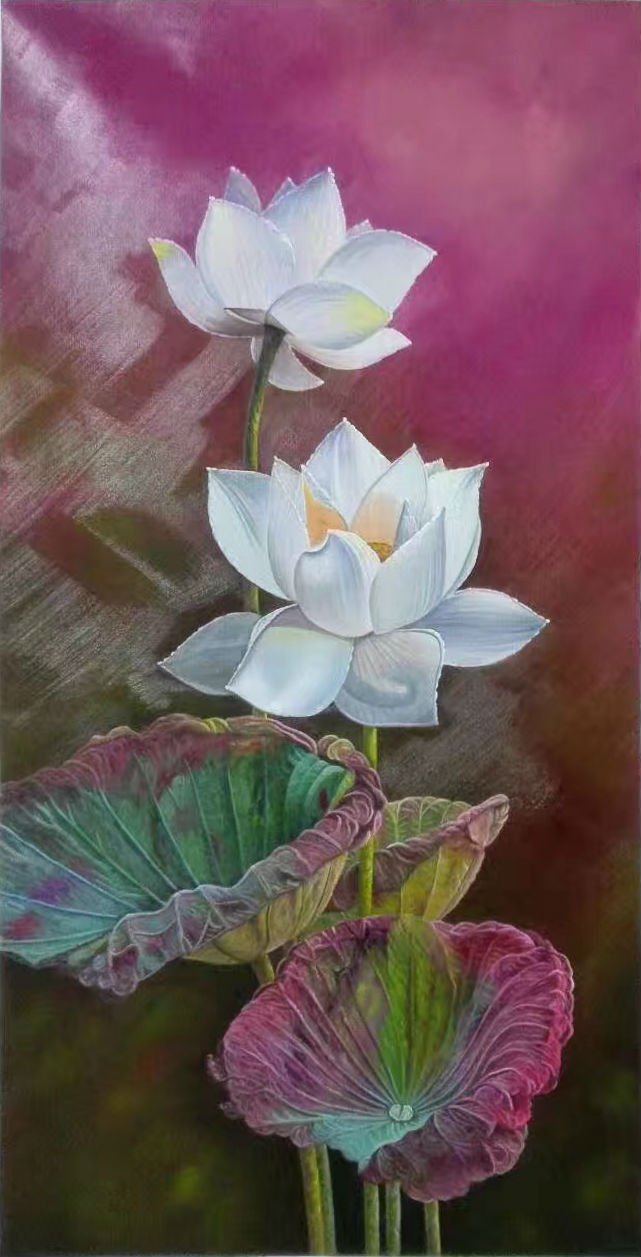 Chinese style Hand painted oil painting on canvas"lotus"60x120CM(23.6"x47.2")Unframed-63