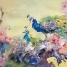 Simple modern Hand painted oil painting on canvas"Gorgeous peacock"70x180CM(27.6"x70.9")Unframed-33