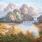 American style Hand painted oil painting on canvas"Creek"70x180CM(27.6"x70.9")Unframed-242 American style Hand painted oil painting on canvas"Creek"70x180CM(27.6"x70.9")Unframed-242