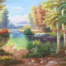 American style Hand painted oil painting on canvas"Creek"70x180CM(27.6"x70.9")Unframed-243