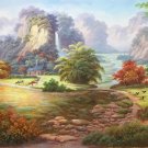 American style Hand painted oil painting on canvas"Creek"70x180CM(27.6"x70.9")Unframed-246