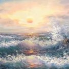Simple modern Hand painted oil painting on canvas"Waves"70x180CM(30"x72")Unframed-12