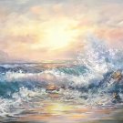 Hand painted oil painting on canvas"Waves"70x180CM(30"x72")Unframed-13