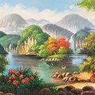 Hand painted oil painting on canvas"Creek"80x200CM(33"x80")Unframed-260