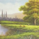 Hand painted oil painting on canvas"Image of the countryside"50x150CM(20"x60")Unframed-112