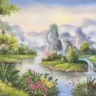 Hand painted oil painting on canvas"Creek"60x120CM(23.6"x47.2")Unframed-276 Hand painted oil painting on canvas"Creek"60x120CM(23.6"x47.2")Unframed-276