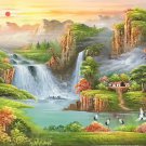 Hand painted oil painting on canvas"Creek"80x200CM(33"x80")Unframed-283