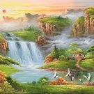 Hand painted oil painting on canvas"Creek"80x200CM(33"x80")Unframed-284