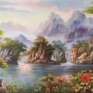 American style Hand painted oil painting on canvas"Creek"70x180CM(27.6"x70.9")Unframed-291