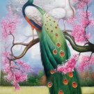 Simple modern Hand painted oil painting on canvas"Gorgeous peacock"80x160CM(33"x63")Unframed-49