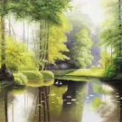 Hand painted oil painting on canvas"Creek"60x120CM(23.6"x47.2")Unframed-305