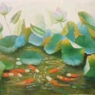 Chinese style Hand painted oil painting on canvas"lotus"60x120CM(23.6"x47.2")Unframed-68
