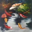Chinese style Hand painted oil painting on canvas"carp"60x90CM(24"x36")Unframed-18