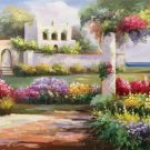 American style Hand painted oil painting on canvas"Private garden"60x120CM(23.6"x47.2")Unframed-35