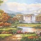 American style Hand painted oil painting on canvas"Creek"70x180CM(27.6"x70.9")Unframed-312