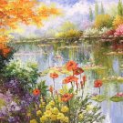 American style Hand painted oil painting on canvas"Private garden"60x120CM(23.6"x47.2")Unframed-36